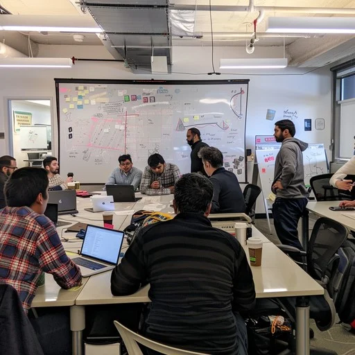 QA team collaborating in sprint planning with client